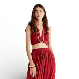NWT Free People Elegant Red Halter Top